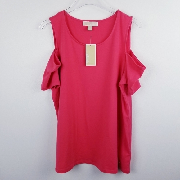 Michael Kors Pink Cold Shoulder Top NWT size 1X - Picture 1 of 7
